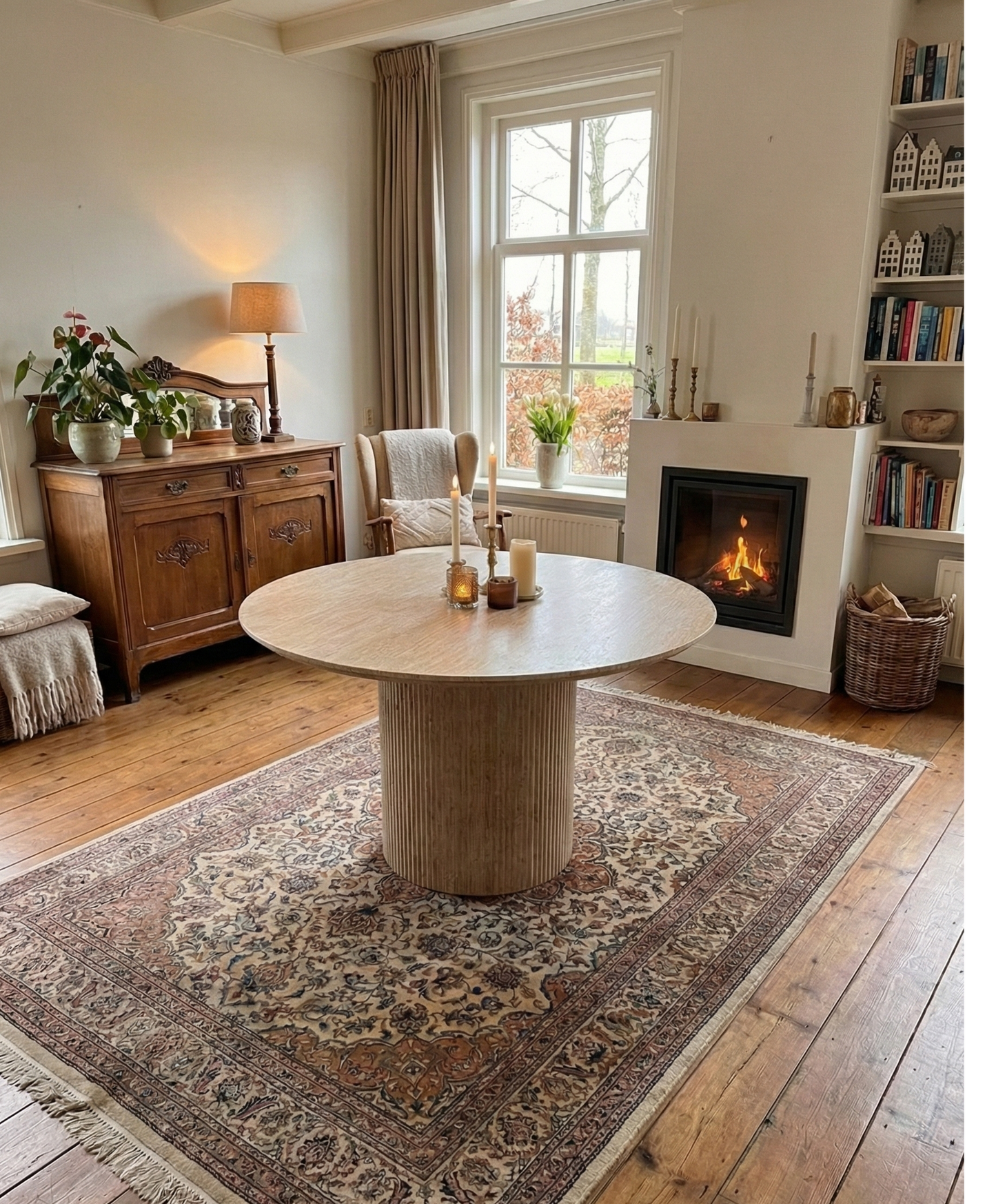 Travertin eettafel